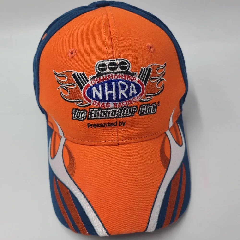 NHRA Hat Adjustable Orange Blue Top Eliminator Club 2017 Drag Racing Flames Men